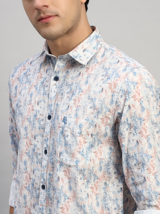 Casual Shirt for Men | Breathable & Soft with Color Fastness Regular Fit Spread Collar Neck Cotton Fabric Printed Pattern