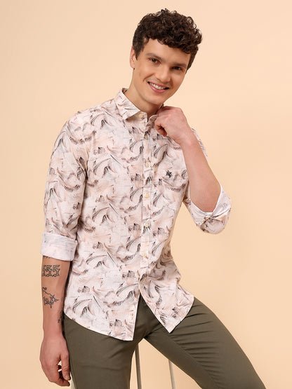 Casual Shirt for Men | Breathable & Soft with Color Fastness Regular Fit Spread Collar Neck Cotton Fabric Printed Pattern