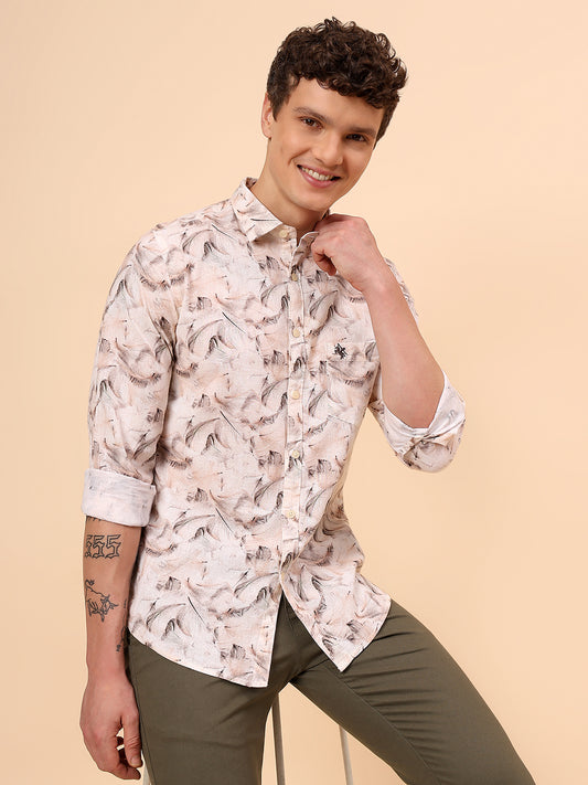 Casual Shirt for Men | Breathable & Soft with Color Fastness Regular Fit Spread Collar Neck Cotton Fabric Printed Pattern
