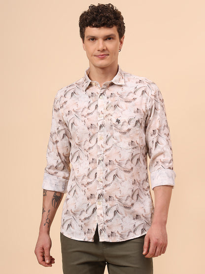 Casual Shirt for Men | Breathable & Soft with Color Fastness Regular Fit Spread Collar Neck Cotton Fabric Printed Pattern