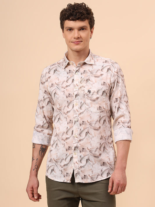 Casual Shirt for Men | Breathable & Soft with Color Fastness Regular Fit Spread Collar Neck Cotton Fabric Printed Pattern