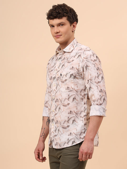 Casual Shirt for Men | Breathable & Soft with Color Fastness Regular Fit Spread Collar Neck Cotton Fabric Printed Pattern