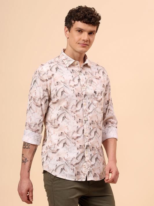 Casual Shirt for Men | Breathable & Soft with Color Fastness Regular Fit Spread Collar Neck Cotton Fabric Printed Pattern