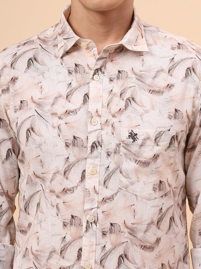 Casual Shirt for Men | Breathable & Soft with Color Fastness Regular Fit Spread Collar Neck Cotton Fabric Printed Pattern