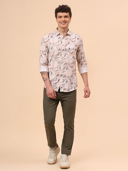 Casual Shirt for Men | Breathable & Soft with Color Fastness Regular Fit Spread Collar Neck Cotton Fabric Printed Pattern