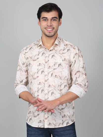 Casual Shirt for Men | Breathable & Soft with Color Fastness Regular Fit Spread Collar Neck Cotton Fabric Printed Pattern