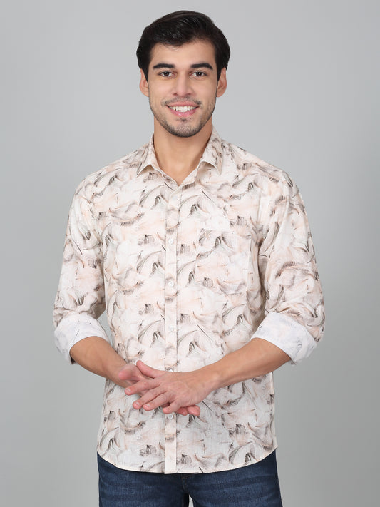 Casual Shirt for Men | Breathable & Soft with Color Fastness Regular Fit Spread Collar Neck Cotton Fabric Printed Pattern