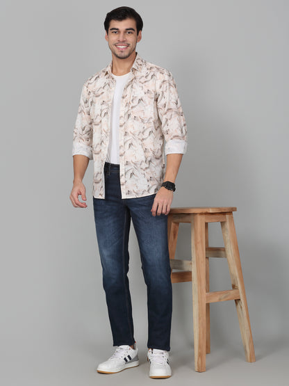 Casual Shirt for Men | Breathable & Soft with Color Fastness Regular Fit Spread Collar Neck Cotton Fabric Printed Pattern