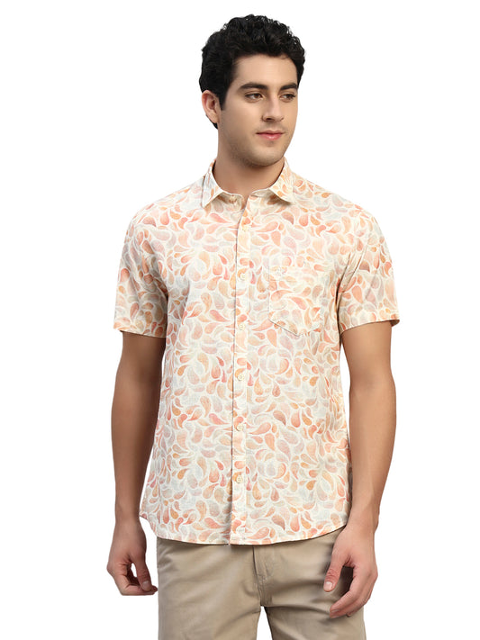 Casual Shirt for Men | Breathable & Soft with Color Fastness Regular Fit Spread Collar Neck Cotton Fabric Printed Pattern