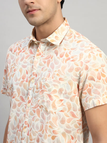 Casual Shirt for Men | Breathable & Soft with Color Fastness Regular Fit Spread Collar Neck Cotton Fabric Printed Pattern