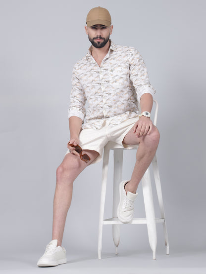 Casual Shirt for Men | Breathable & Soft with Color Fastness Regular Fit Spread Collar Neck Cotton Fabric Printed Pattern