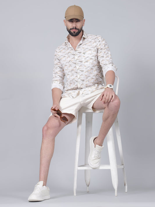 Casual Shirt for Men | Breathable & Soft with Color Fastness Regular Fit Spread Collar Neck Cotton Fabric Printed Pattern
