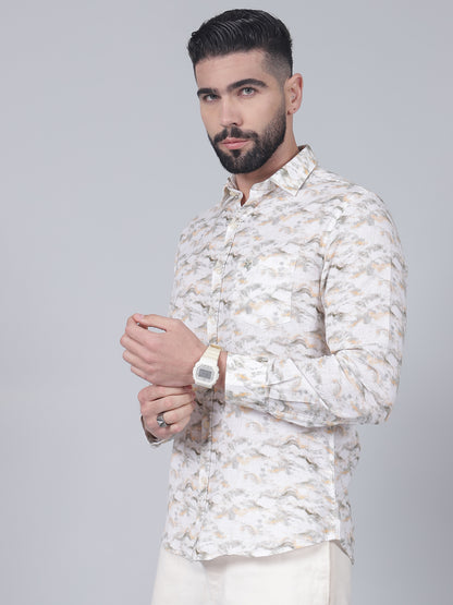 Casual Shirt for Men | Breathable & Soft with Color Fastness Regular Fit Spread Collar Neck Cotton Fabric Printed Pattern