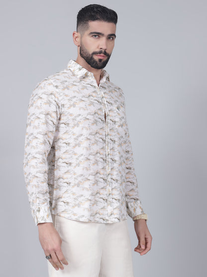Casual Shirt for Men | Breathable & Soft with Color Fastness Regular Fit Spread Collar Neck Cotton Fabric Printed Pattern