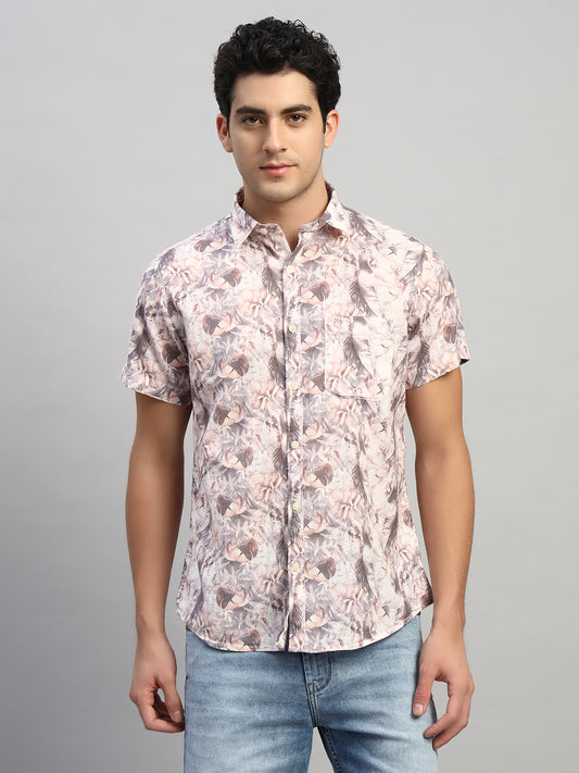 Casual Shirt for Men | Breathable & Soft with Color Fastness Regular Fit Spread Collar Neck Cotton Fabric Printed Pattern