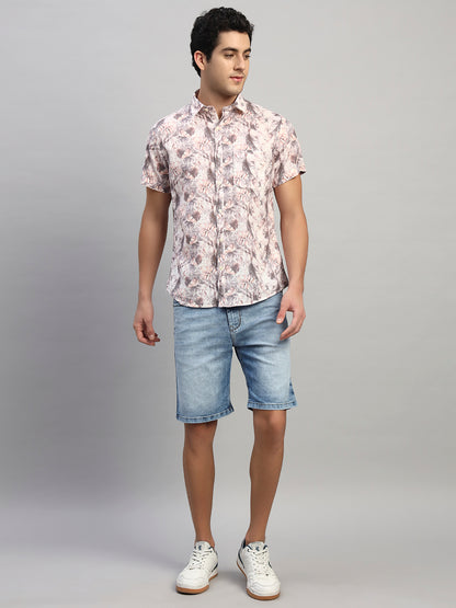 Casual Shirt for Men | Breathable & Soft with Color Fastness Regular Fit Spread Collar Neck Cotton Fabric Printed Pattern