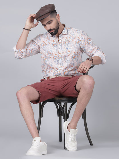 Casual Shirt for Men | Breathable & Soft with Color Fastness Regular Fit Spread Collar Neck Cotton Fabric Printed Pattern