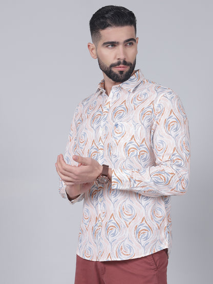 Casual Shirt for Men | Breathable & Soft with Color Fastness Regular Fit Spread Collar Neck Cotton Fabric Printed Pattern