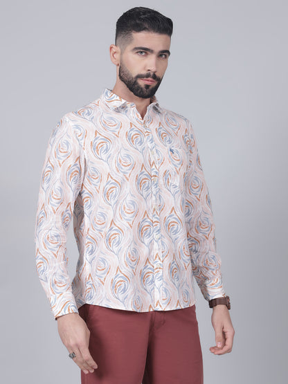 Casual Shirt for Men | Breathable & Soft with Color Fastness Regular Fit Spread Collar Neck Cotton Fabric Printed Pattern