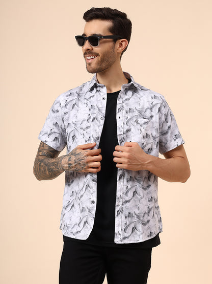 Casual Shirt for Men | Breathable & Soft with Color Fastness Regular Fit Spread Collar Neck Cotton Fabric Printed Pattern