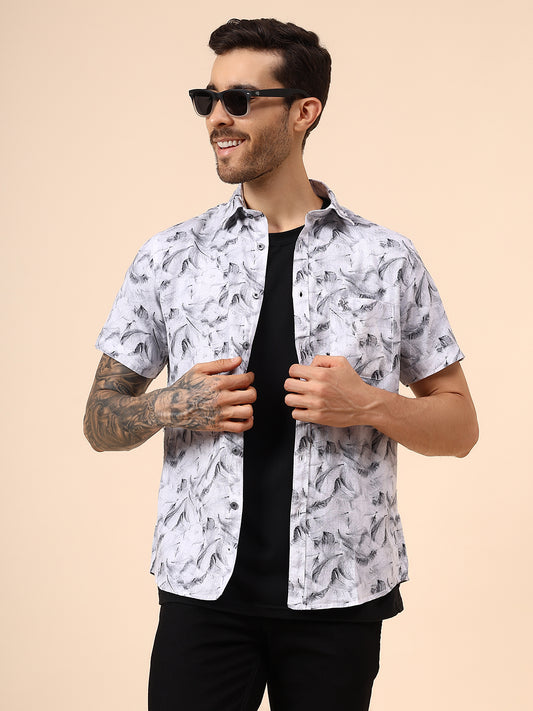 Casual Shirt for Men | Breathable & Soft with Color Fastness Regular Fit Spread Collar Neck Cotton Fabric Printed Pattern
