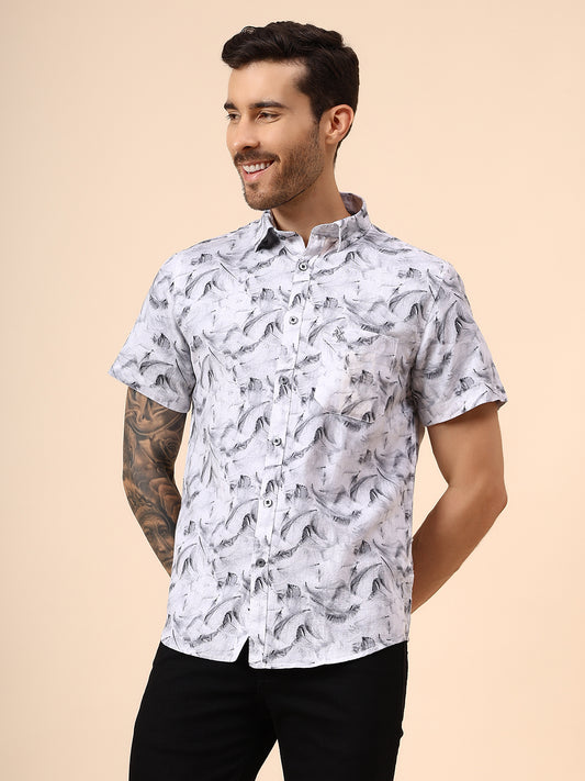 Casual Shirt for Men | Breathable & Soft with Color Fastness Regular Fit Spread Collar Neck Cotton Fabric Printed Pattern