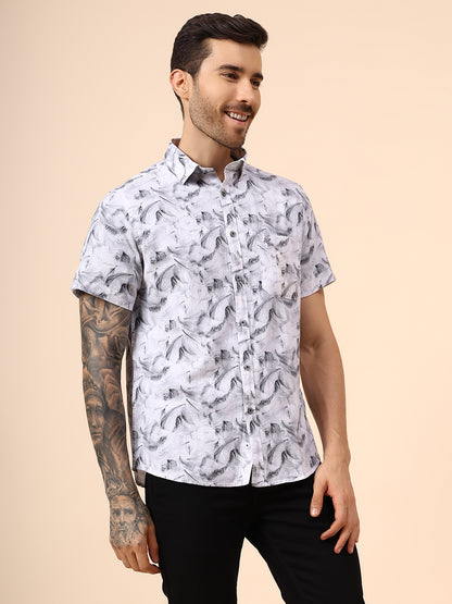Casual Shirt for Men | Breathable & Soft with Color Fastness Regular Fit Spread Collar Neck Cotton Fabric Printed Pattern