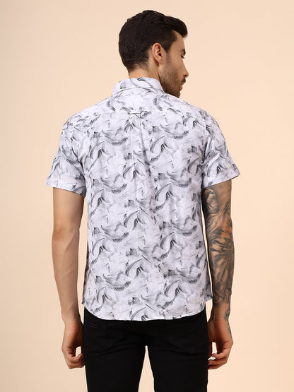 Casual Shirt for Men | Breathable & Soft with Color Fastness Regular Fit Spread Collar Neck Cotton Fabric Printed Pattern