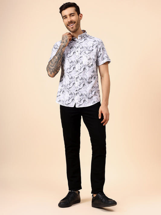 Casual Shirt for Men | Breathable & Soft with Color Fastness Regular Fit Spread Collar Neck Cotton Fabric Printed Pattern