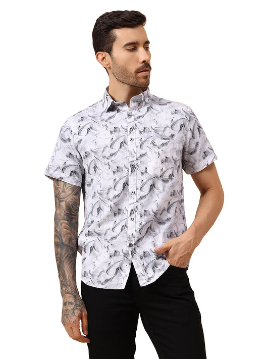 Casual Shirt for Men | Breathable & Soft with Color Fastness Regular Fit Spread Collar Neck Cotton Fabric Printed Pattern