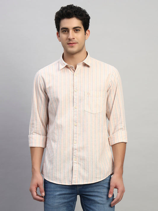 Casual Shirt for Men | Breathable & Soft with Color Fastness Regular Fit Spread Collar Neck Cotton Fabric Striped Pattern
