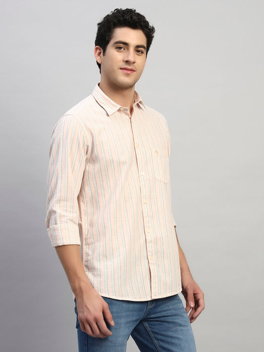 Casual Shirt for Men | Breathable & Soft with Color Fastness Regular Fit Spread Collar Neck Cotton Fabric Striped Pattern