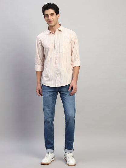 Casual Shirt for Men | Breathable & Soft with Color Fastness Regular Fit Spread Collar Neck Cotton Fabric Striped Pattern