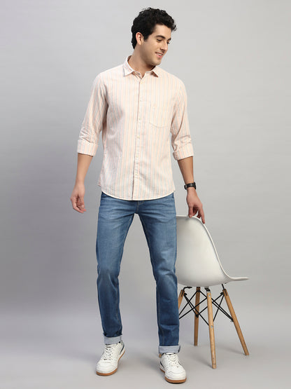 Casual Shirt for Men | Breathable & Soft with Color Fastness Regular Fit Spread Collar Neck Cotton Fabric Striped Pattern