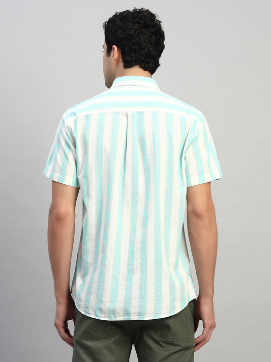 Casual Shirt for Men | Breathable & Soft with Color Fastness Regular Fit Spread Collar Neck Cotton Fabric Striped Pattern