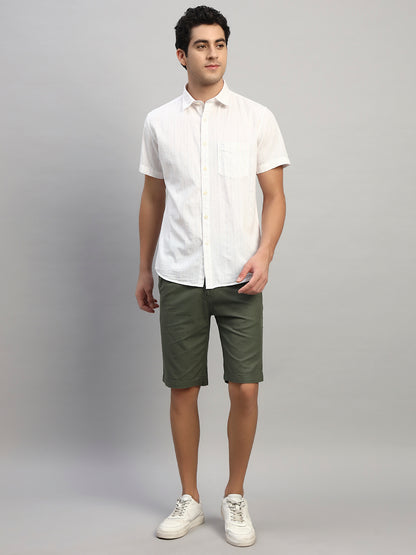 Casual Shirt for Men | Breathable & Soft with Color Fastness Regular Fit Spread Collar Neck Cotton Fabric Striped Pattern