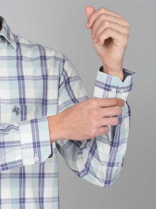 Casual Shirt for Men | Breathable & Soft with Color Fastness Regular Fit Spread Collar Neck Cotton Fabric Checkered Pattern
