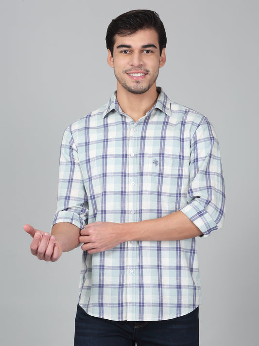 Casual Shirt for Men | Breathable & Soft with Color Fastness Regular Fit Spread Collar Neck Cotton Fabric Checkered Pattern