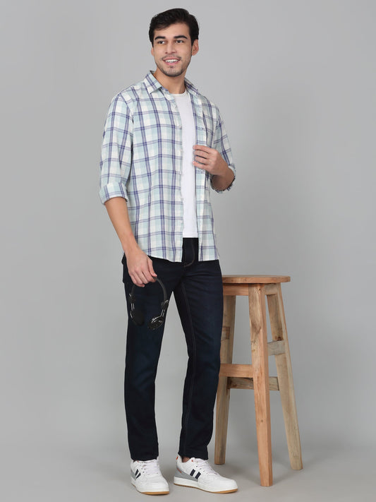 Casual Shirt for Men | Breathable & Soft with Color Fastness Regular Fit Spread Collar Neck Cotton Fabric Checkered Pattern