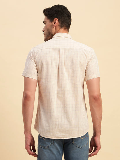 Casual Shirt for Men | Breathable & Soft with Color Fastness Regular Fit Spread Collar Neck Cotton Fabric Checkered Pattern