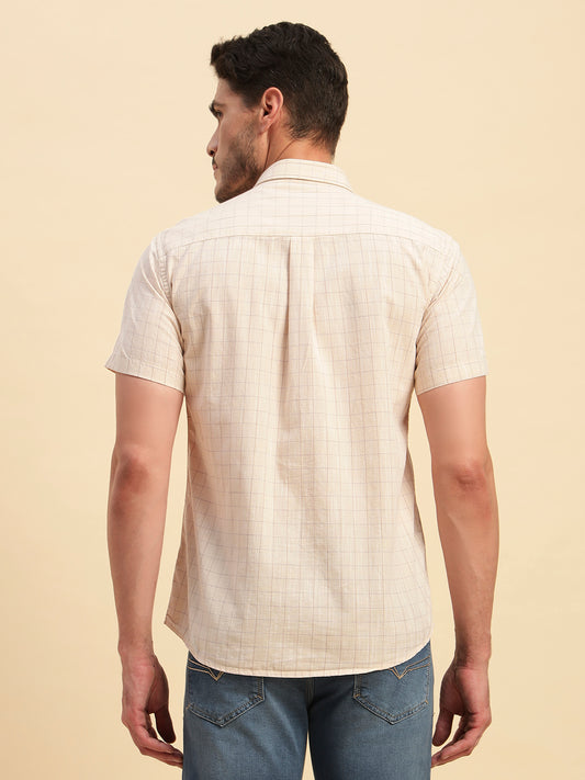 Casual Shirt for Men | Breathable & Soft with Color Fastness Regular Fit Spread Collar Neck Cotton Fabric Checkered Pattern