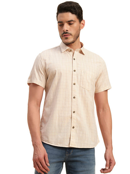 Casual Shirt for Men | Breathable & Soft with Color Fastness Regular Fit Spread Collar Neck Cotton Fabric Checkered Pattern