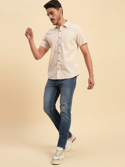 Casual Shirt for Men | Breathable & Soft with Color Fastness Regular Fit Spread Collar Neck Cotton Fabric Checkered Pattern