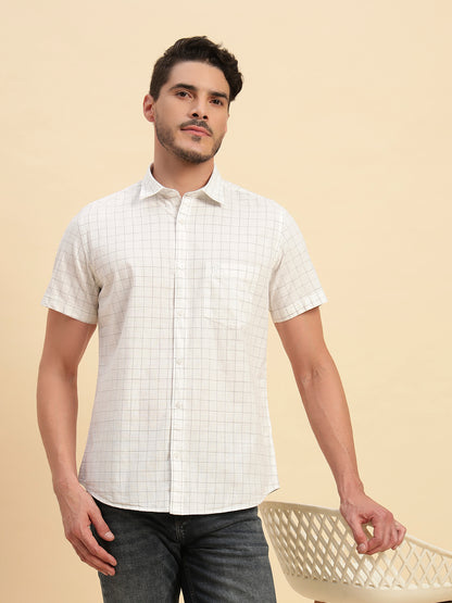 Casual Shirt for Men | Breathable & Soft with Color Fastness Regular Fit Spread Collar Neck Cotton Fabric Checkered Pattern