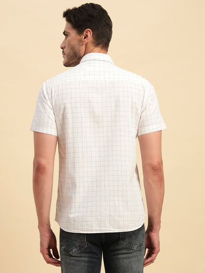 Casual Shirt for Men | Breathable & Soft with Color Fastness Regular Fit Spread Collar Neck Cotton Fabric Checkered Pattern