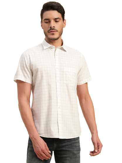 Casual Shirt for Men | Breathable & Soft with Color Fastness Regular Fit Spread Collar Neck Cotton Fabric Checkered Pattern