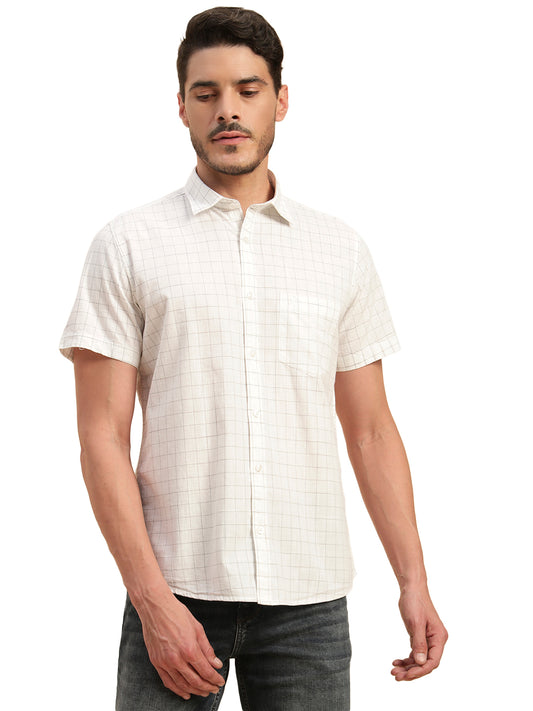 Casual Shirt for Men | Breathable & Soft with Color Fastness Regular Fit Spread Collar Neck Cotton Fabric Checkered Pattern