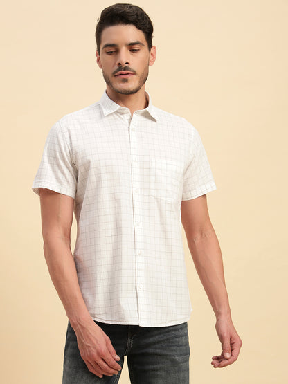 Casual Shirt for Men | Breathable & Soft with Color Fastness Regular Fit Spread Collar Neck Cotton Fabric Checkered Pattern