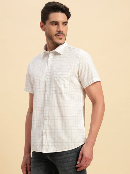 Casual Shirt for Men | Breathable & Soft with Color Fastness Regular Fit Spread Collar Neck Cotton Fabric Checkered Pattern