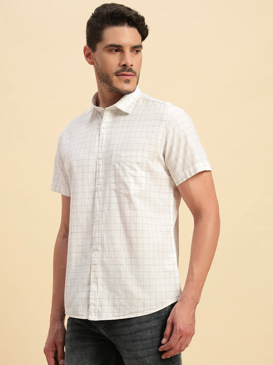 Casual Shirt for Men | Breathable & Soft with Color Fastness Regular Fit Spread Collar Neck Cotton Fabric Checkered Pattern